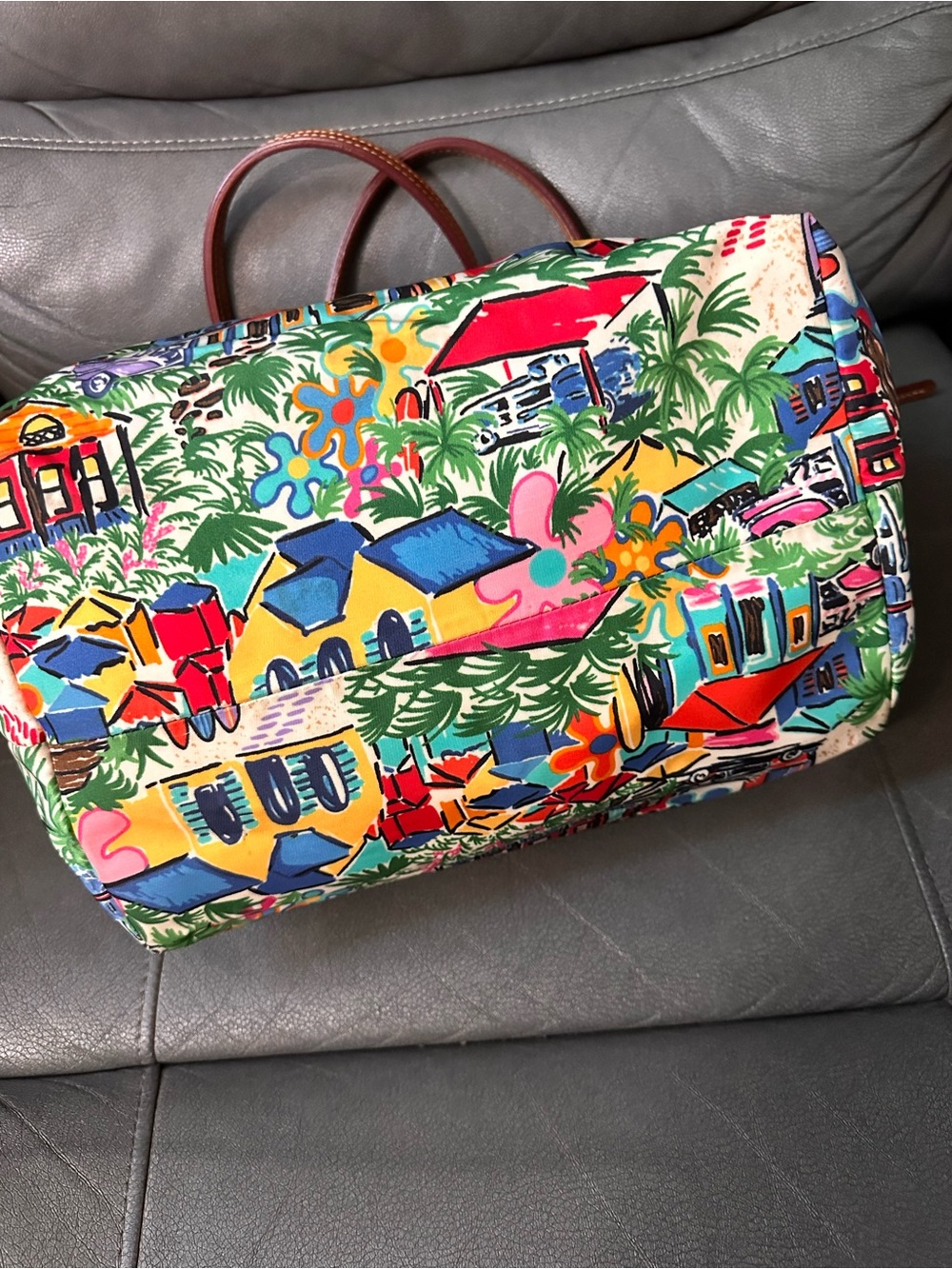 Dooney & Bourke Sandbar Tropical Print XL Satchel - Picture 5 of 7